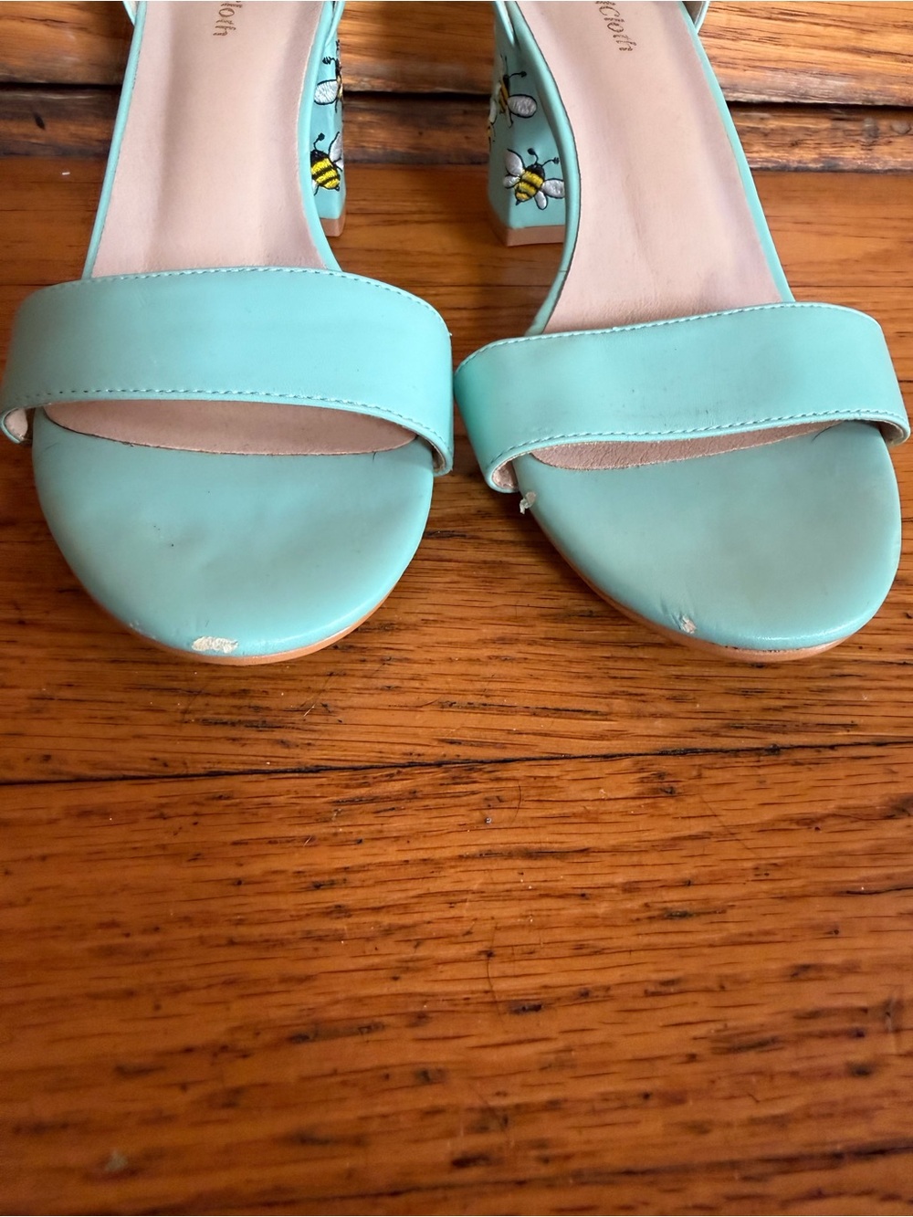Mint Bee Block Heel Sandals with Ankle Strap - Picture 6 of 8